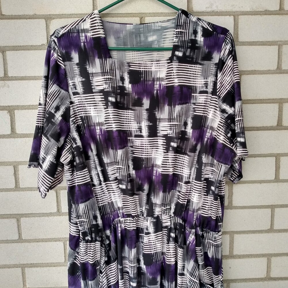 Handmade Mennonite Cape Dress 46" Bust XL 1X Purple Black Stretchy